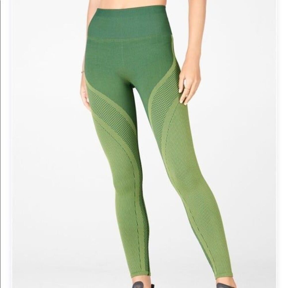 Fabletics Green high waisted seamless turbo leggings